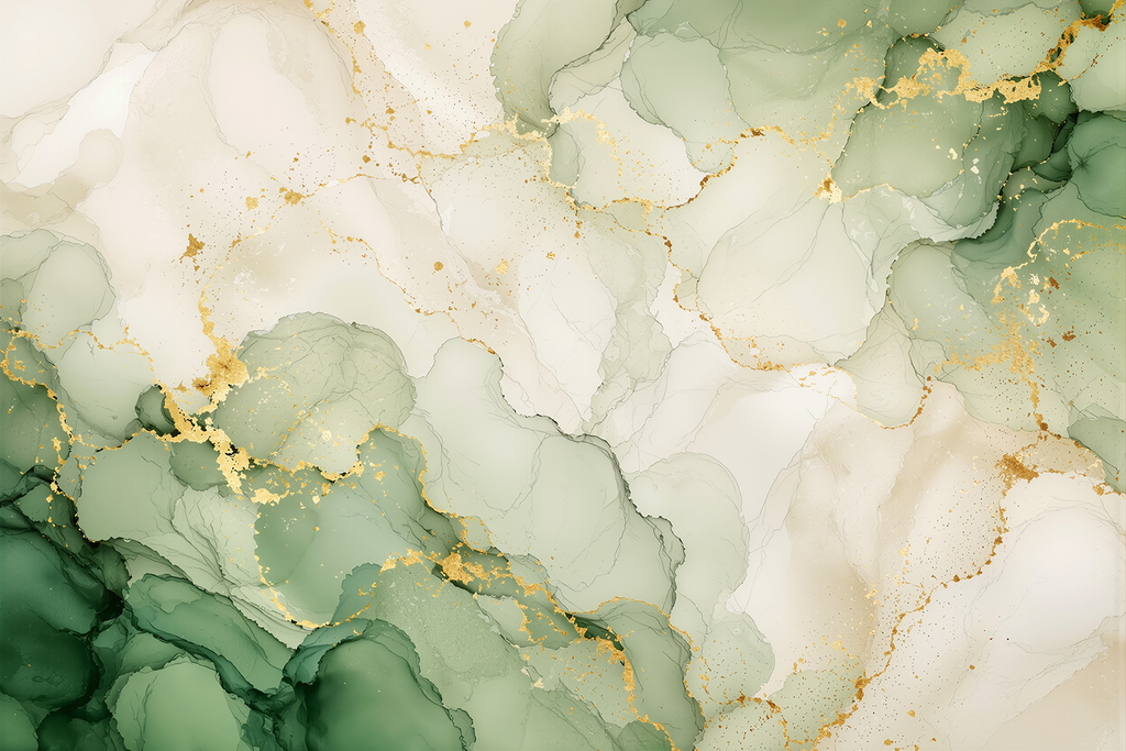 Fototapete Salbeigrüner Marmor mit Gold