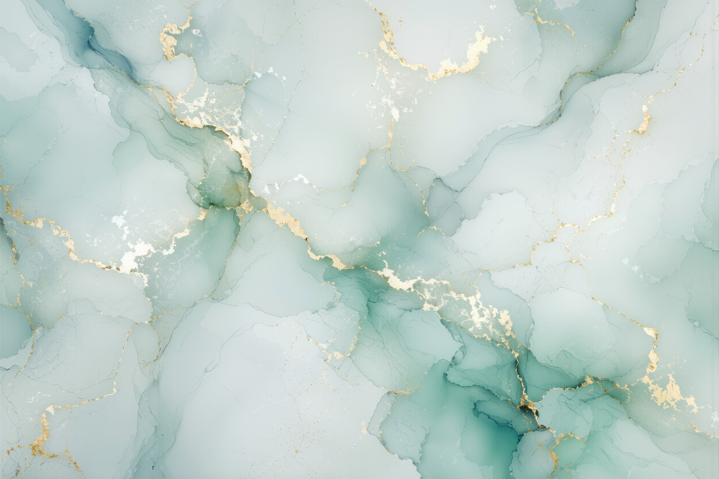 Fototapete Mintfarbener Marmor mit Gold