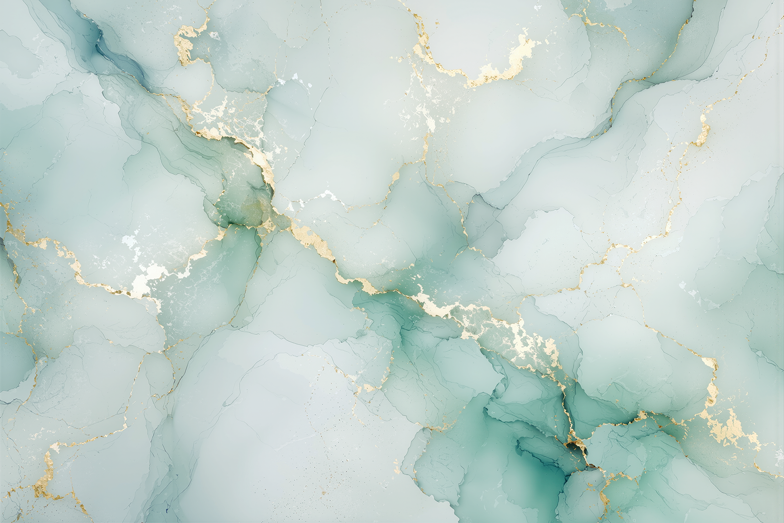 Fototapete Mintfarbener Marmor mit Gold