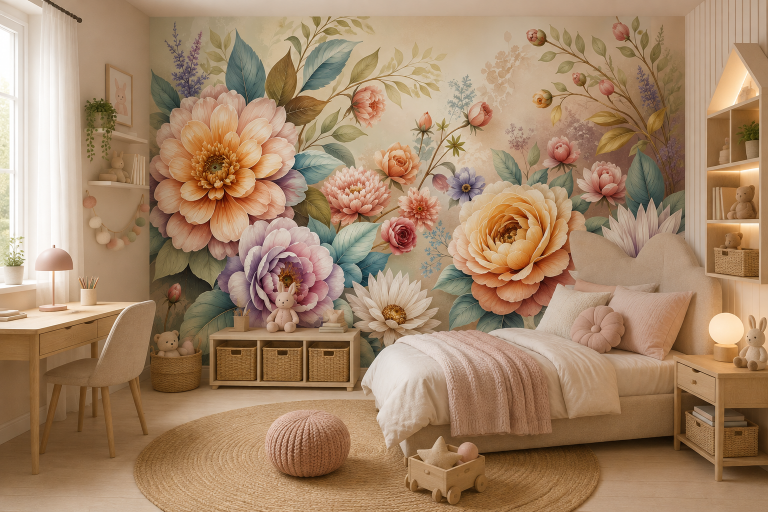 Fototapete Romantischer Blumenmix in Pastell