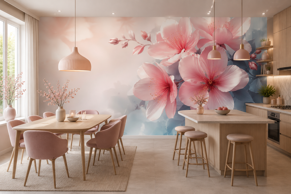 Fototapete Zarte Kirschblüten in Rosé