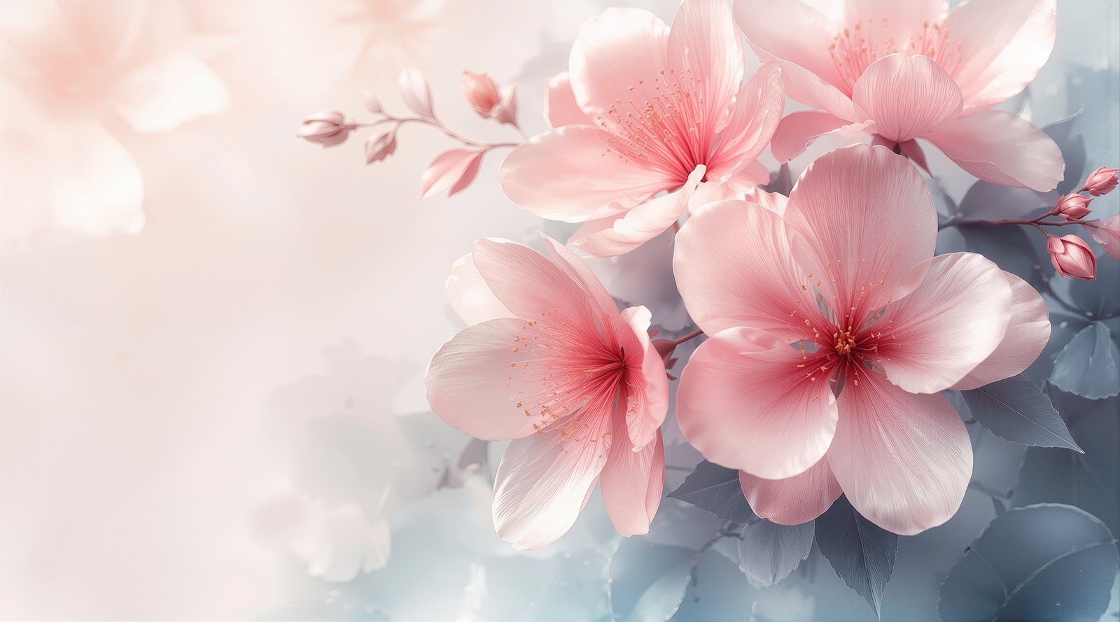 Fototapete Zarte Kirschblüten in Rosé