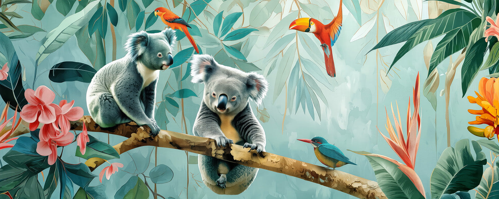 Fototapete Koalas im tropischen Dschungel für Kinderzimmer