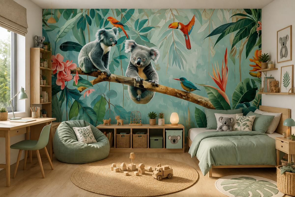 Fototapete Koalas im tropischen Dschungel für Kinderzimmer