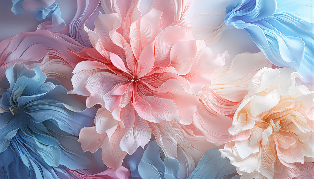 Fototapete Abstrakte Blüten in Pastellfarben