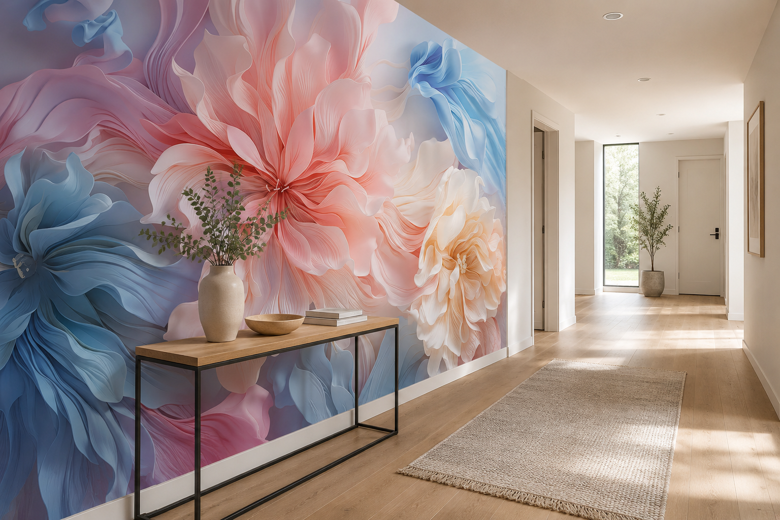 Fototapete Abstrakte Blüten in Pastellfarben