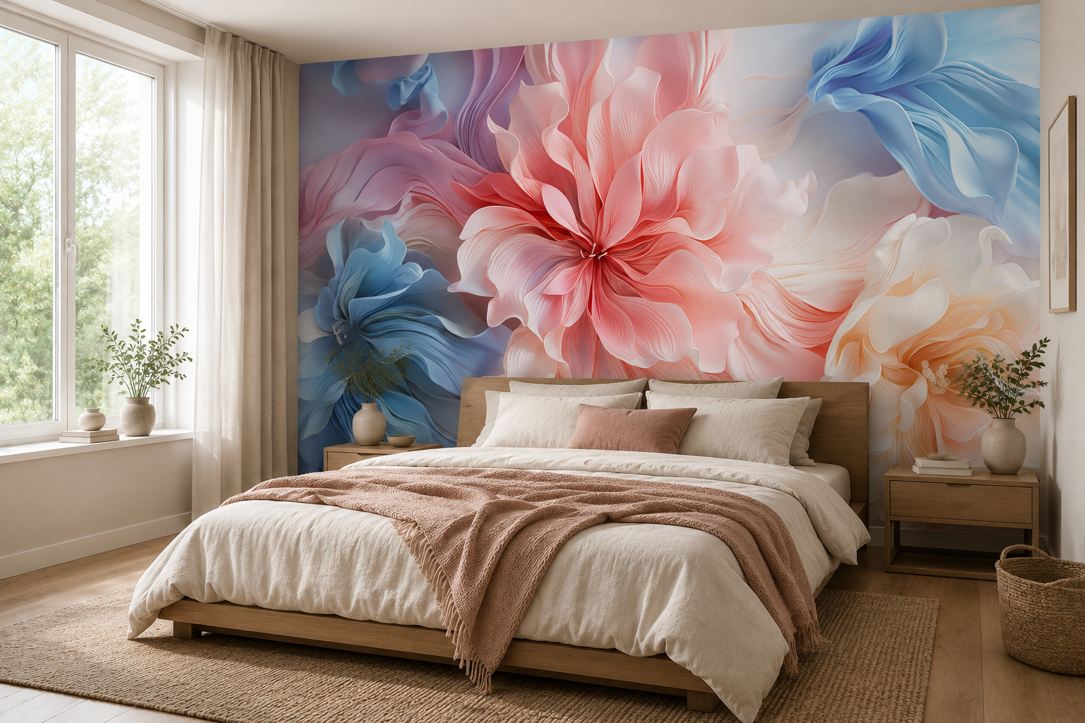 Fototapete Abstrakte Blüten in Pastellfarben