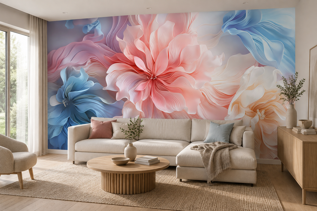 Fototapete Abstrakte Blüten in Pastellfarben