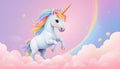 Fototapete Einhorn über den Wolken mit Regenbogen für Mädchenzimmer