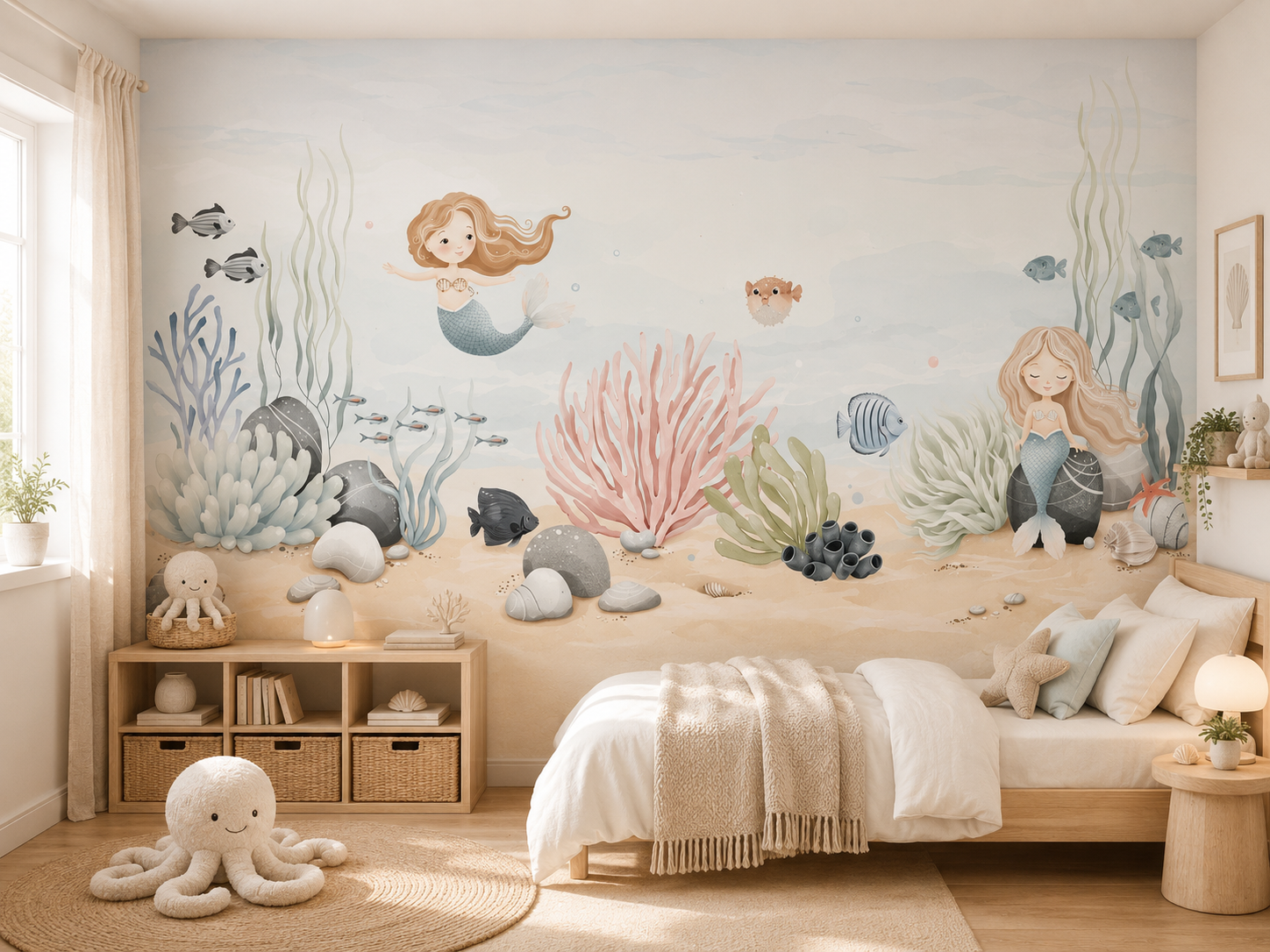 Fototapete Meerjungfrauen im zauberhaften Unterwasserreich für Mädchenzimmer