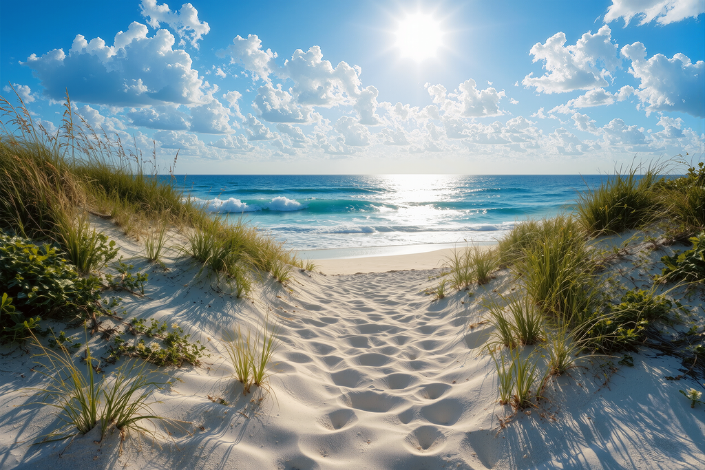 Fototapete Sandweg zum sonnigen Traumstrand