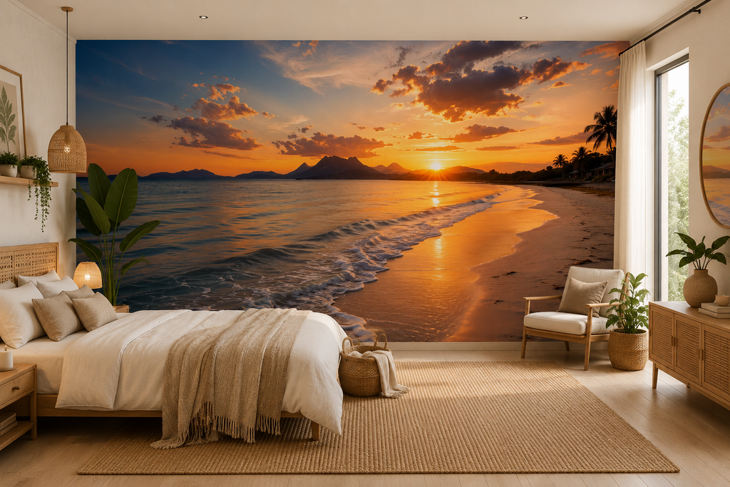 Fototapete Tropischer Strand bei Sonnenuntergang
