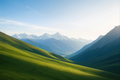 Fototapete Grüne Berglandschaft mit schneebedeckten Gipfeln