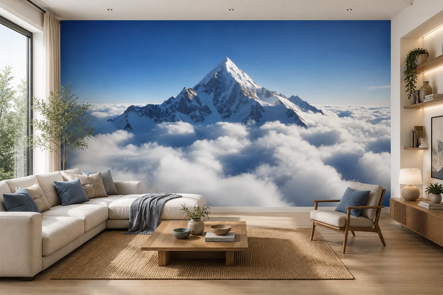 Fototapete Schneeberg über den Wolken