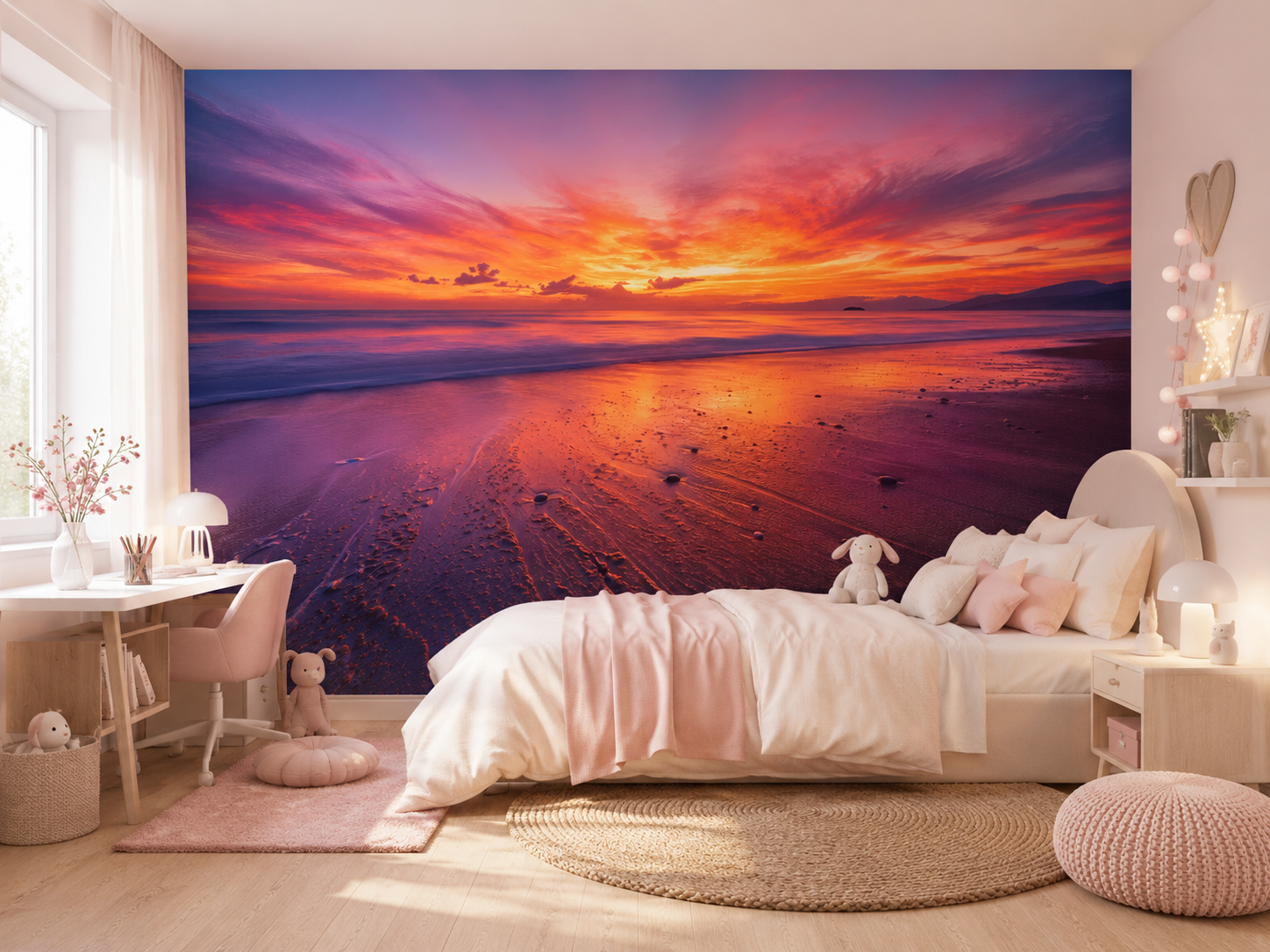 Fototapete Sonnenuntergang am ruhigen Sandstrand
