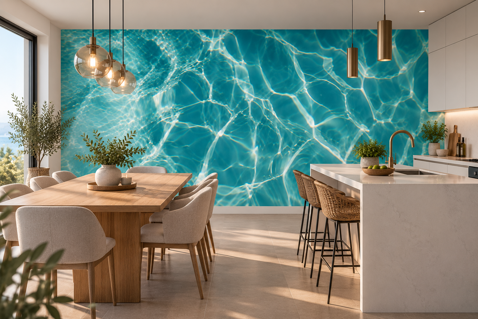 Fototapete Türkisblaues Wasser mit Lichtreflexen