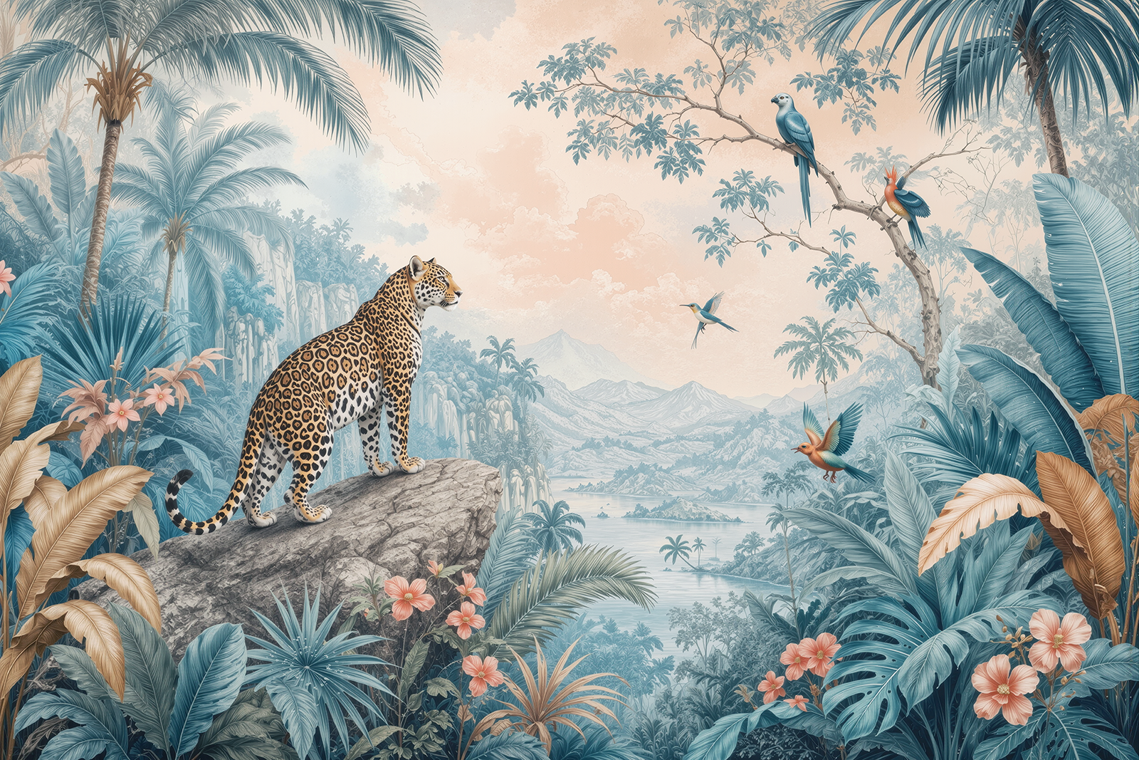 Fototapete Jaguar im tropischen Paradies
